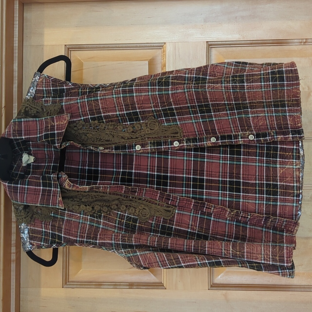 Gimmicks plaid and sequin vest